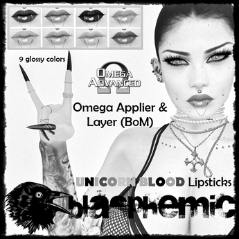 Second Life Marketplace - BLASPHEMIC - UNICORN BLOOD LIPSTICK - DEMO (!!!)